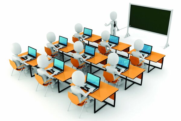 A lot of white men are sitting at a desk in front of the blackboard
