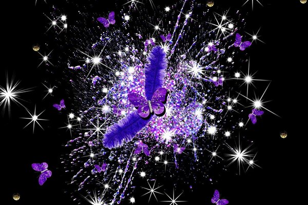 Lilac butterfly on a black background