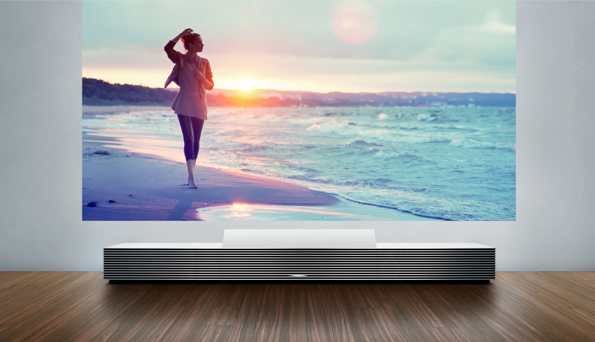 ony lspx-w1 projector girl sunset hi-tech hq wallpaper