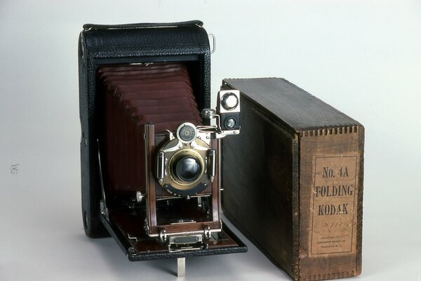 Retro camera with flash vintage model