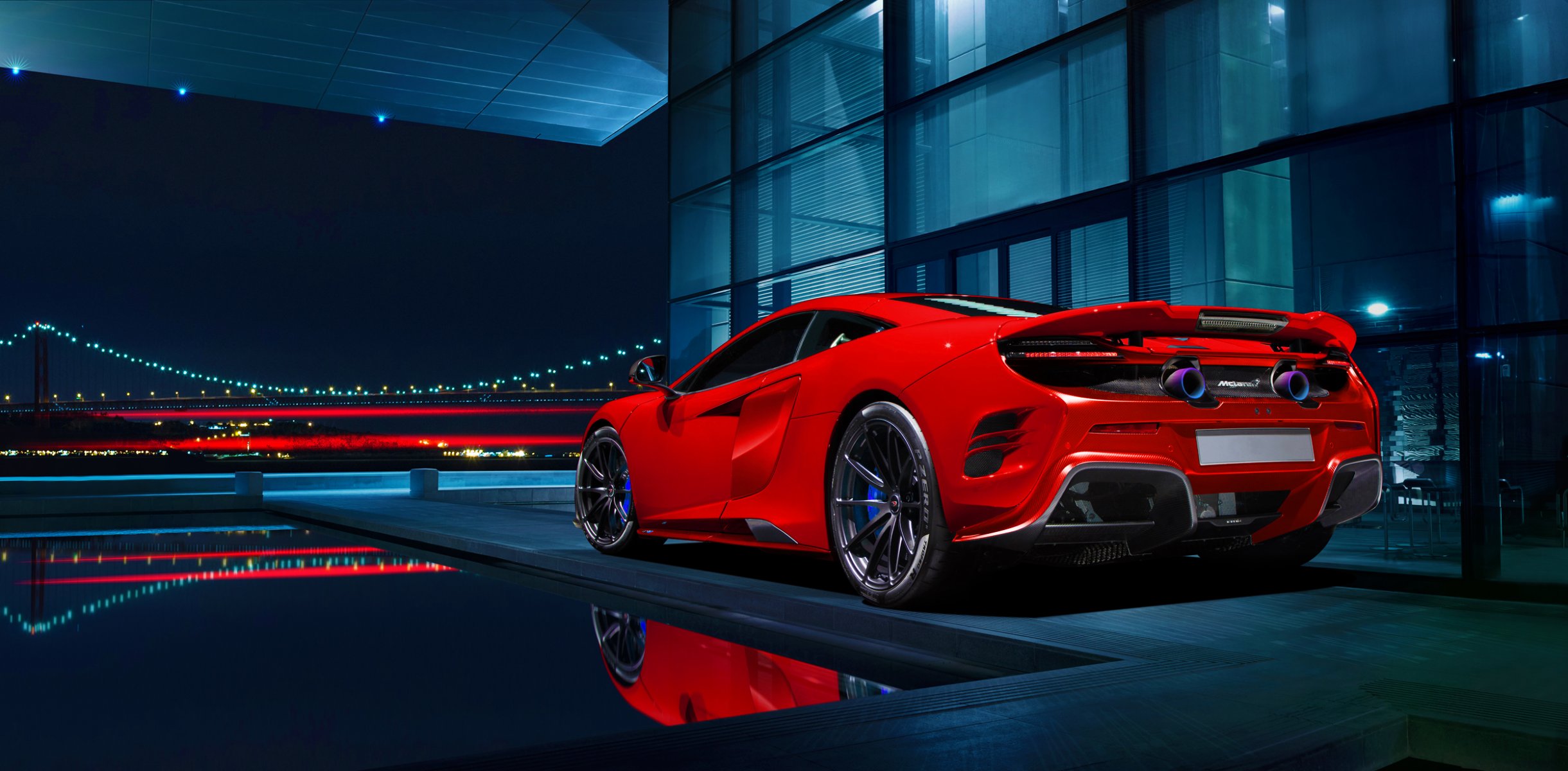 mclaren 675lt 2015 scarletto orange supercar rear