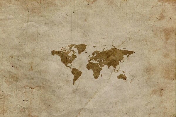 World map in beige-brown tones
