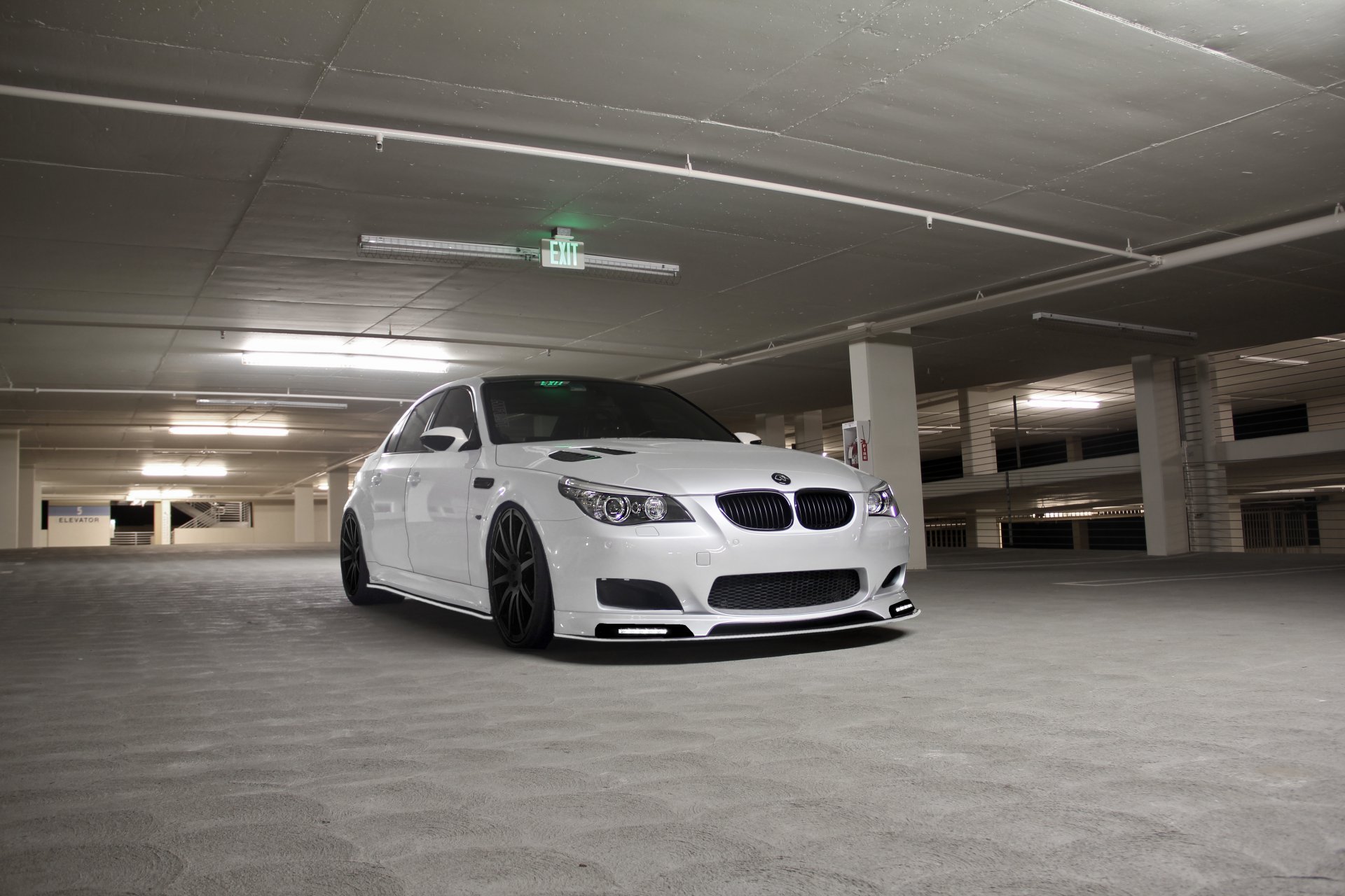 bmw m5 e60 white bmw front view parking