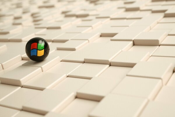 Box of rectangles with a ball (windows logo)