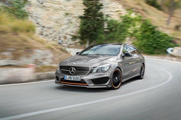Mercedes-benz in a sports package on the road