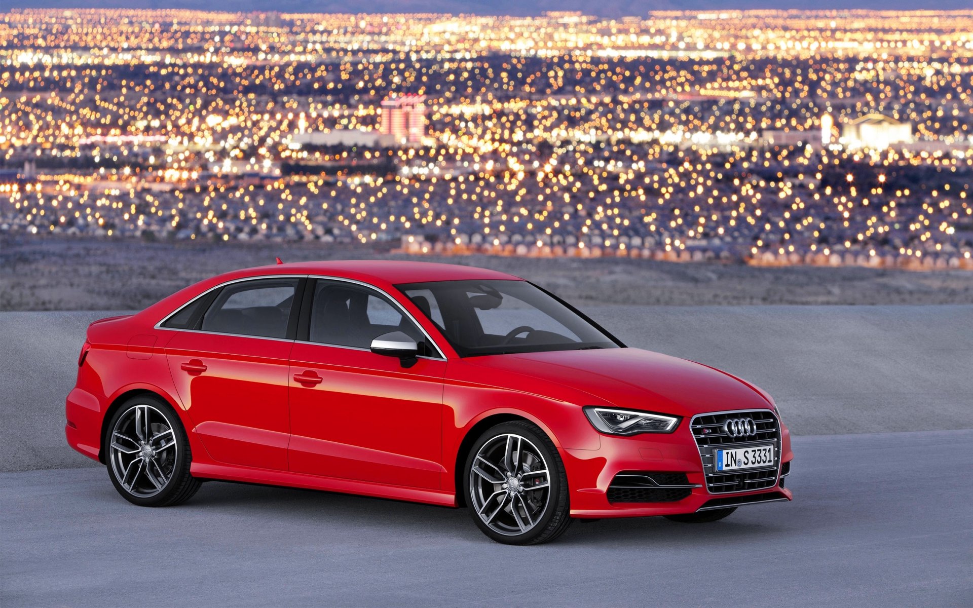 audi a3 sedan machine red side view body wheel lights town