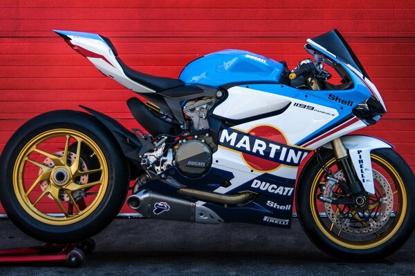 Racing super bike on a red background