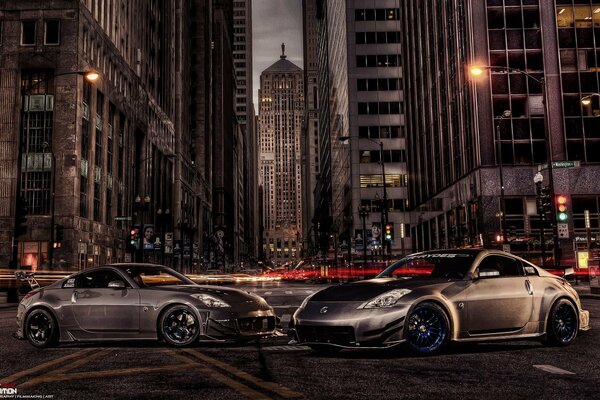 Beautiful Nissan cars in the night city