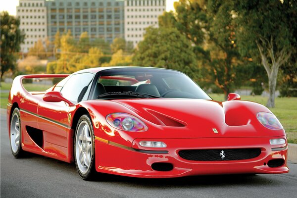 Stylish red ferrari ff50 on the road