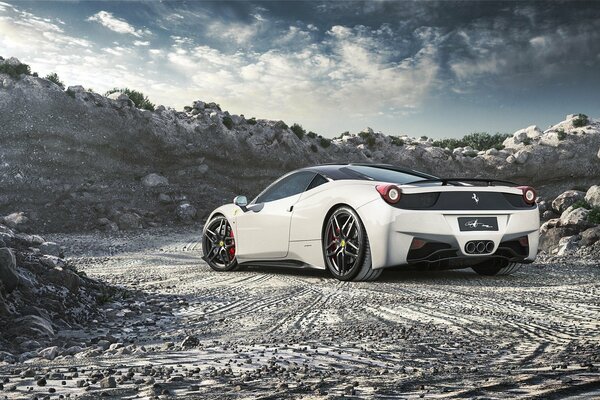White Ferrari car