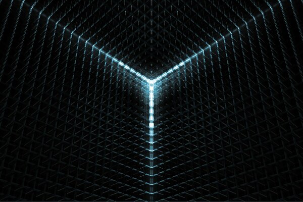 Glowing white cube on a black background