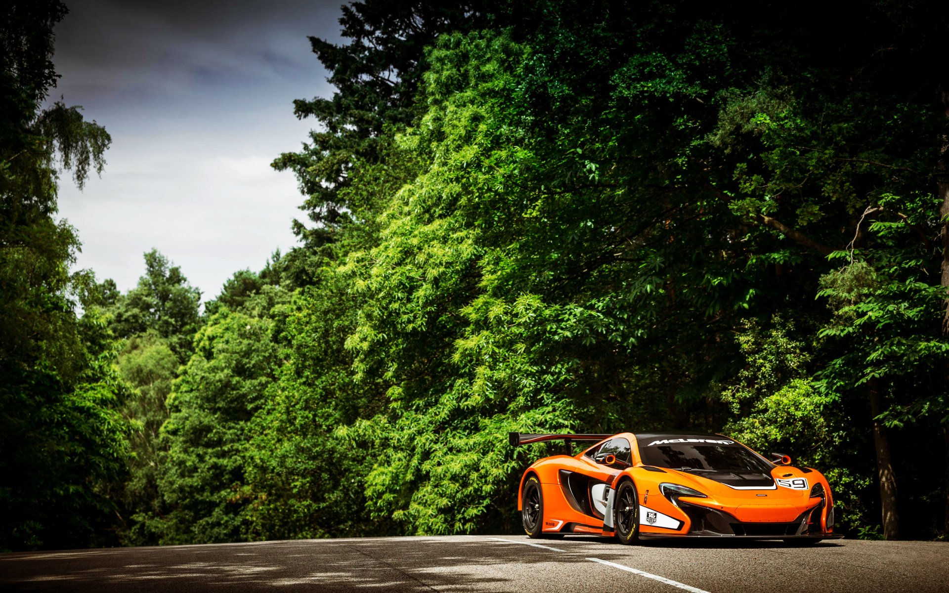 mclaren 650s gt3 sports car supercar car orange forest tree road sports day