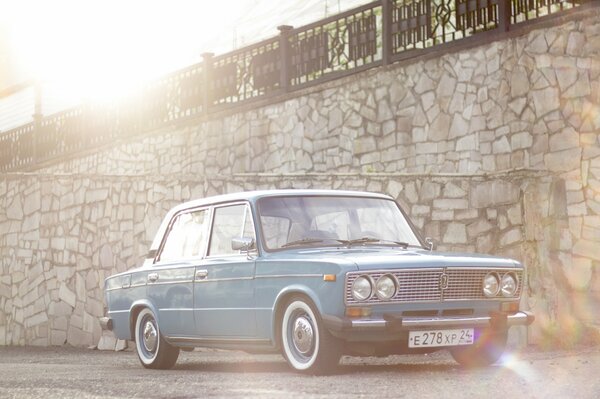 Classic blue six in the sun