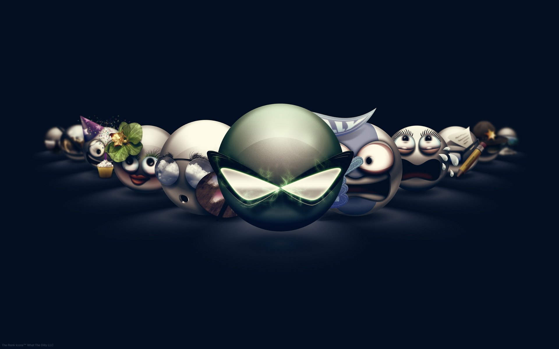 all kinds of faces smiles balls mask