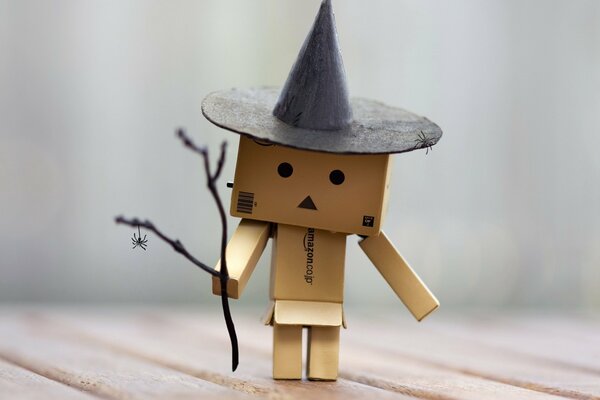 The image of a cardboard man in the form of a witch