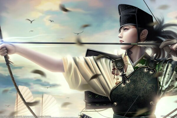 A warrior girl with a bow