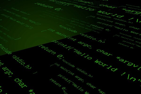 On the black screen, the letters are green