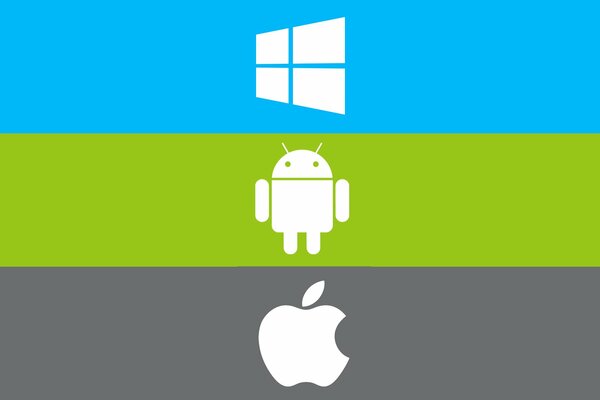 Operating system logos. Android, windows, apple