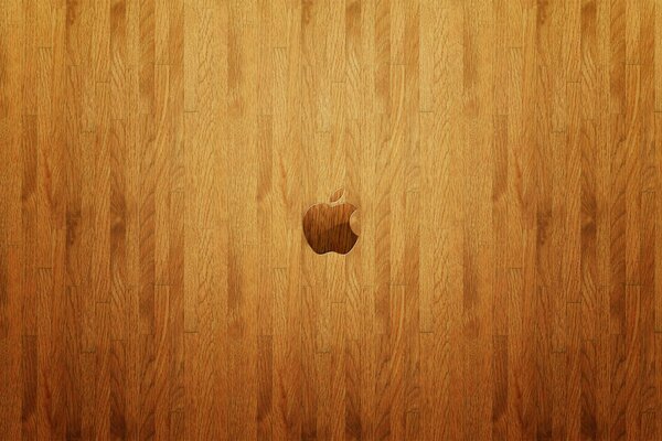 Apple logo on a wooden background