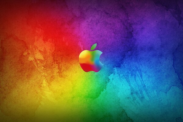 Apple logo on a multicolored background