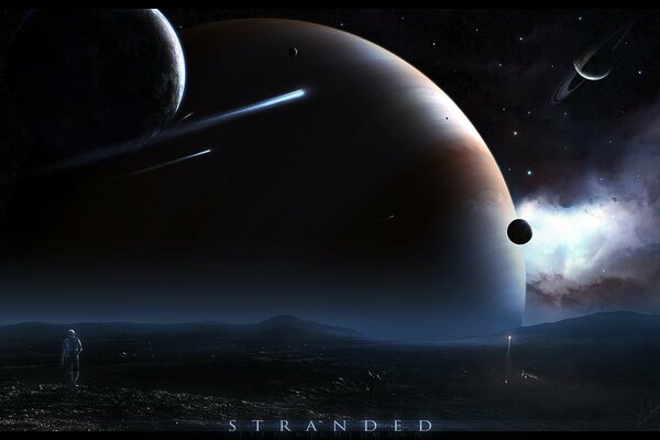 Cosmonaut planets cosmos asteroids