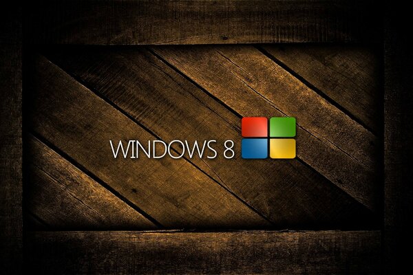 Microsoft windows 8 logo on a wooden background