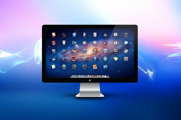 Gadget monitor on a blue background with smoke