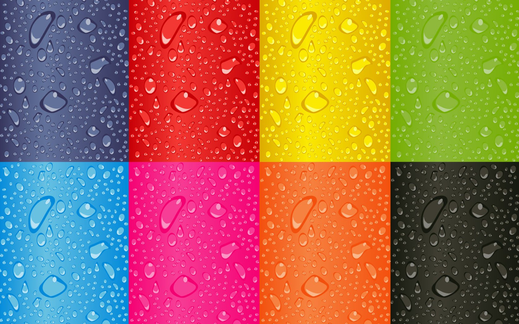 quares droplets of water different color