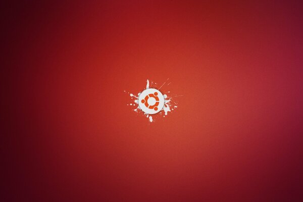 Minimalist ubuntu logo on a red background with splashes