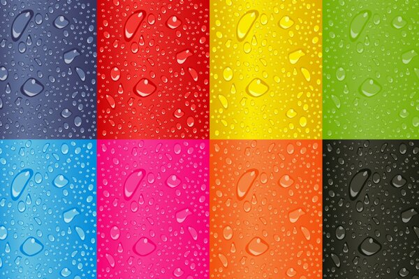 Colorful squares with water droplets