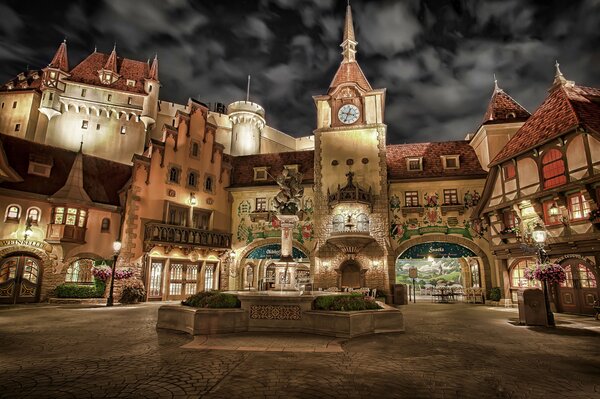 Night square in a German city