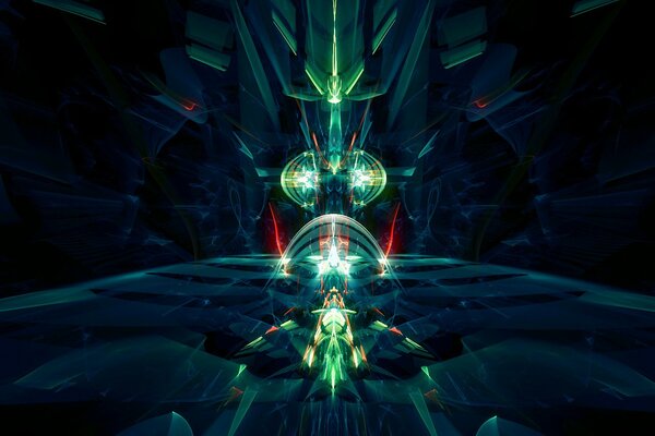 Space in green-blue abstraction