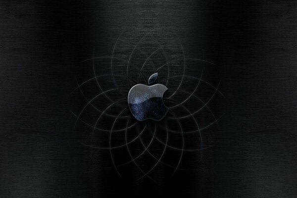 Apple-shaped emblem on black