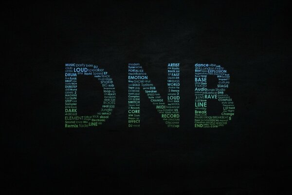 Three letters on a black background