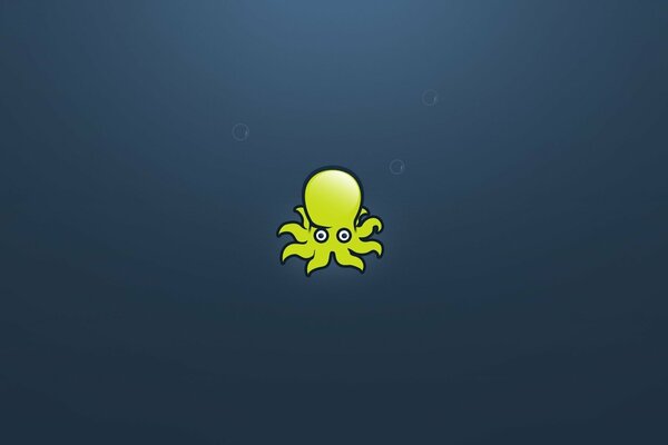 Creative yellow octopus in the deep ocean