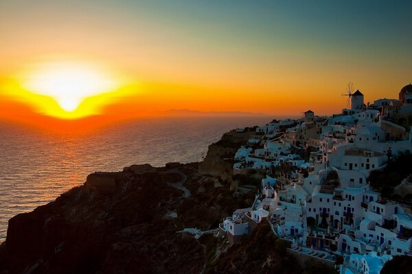 A small town at sunset