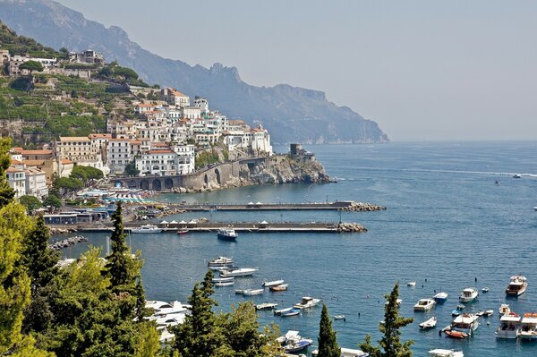 Boats on the sea near the shore