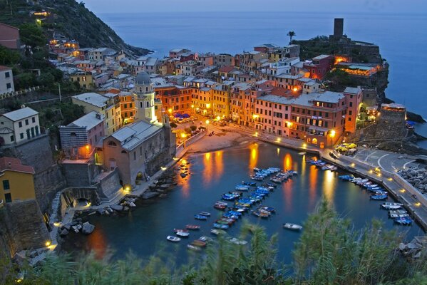Italian evening view of Vernazza