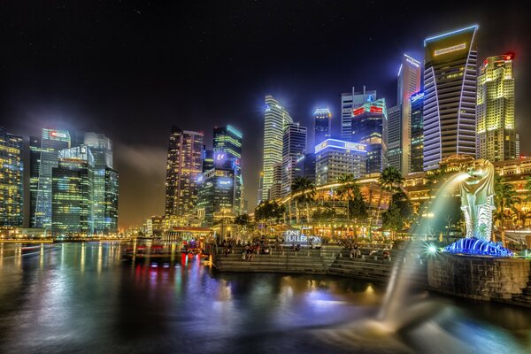 Singapore bright city lights