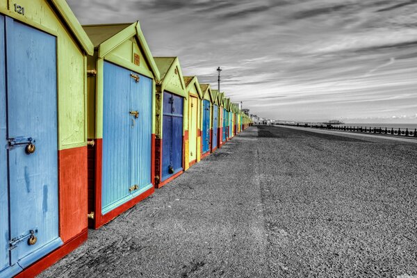 Colorful huts in England brighton