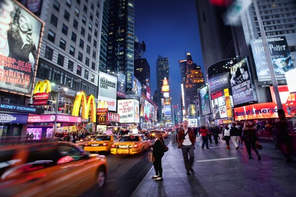 Bright illumination on the night street