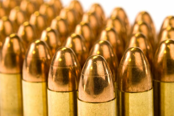 Copper cartridges lined up in a row