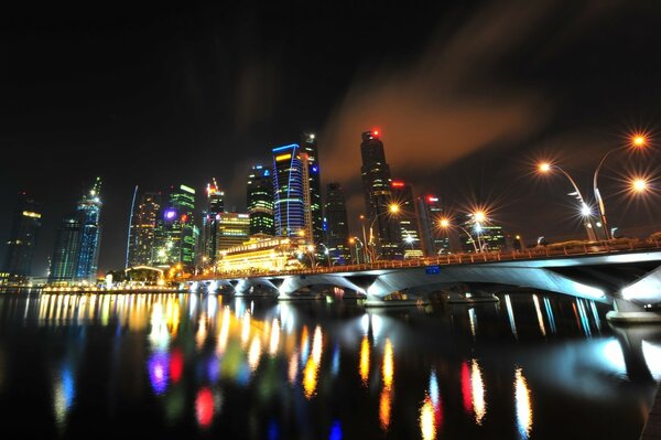 Night city with a beautiful view