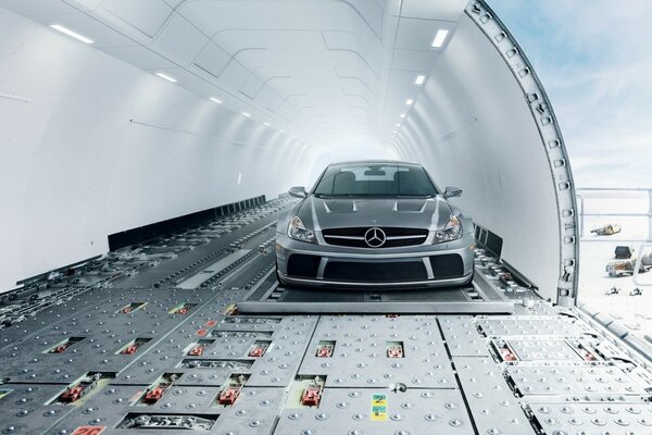 Mercedes SL-65 on board the aircraft