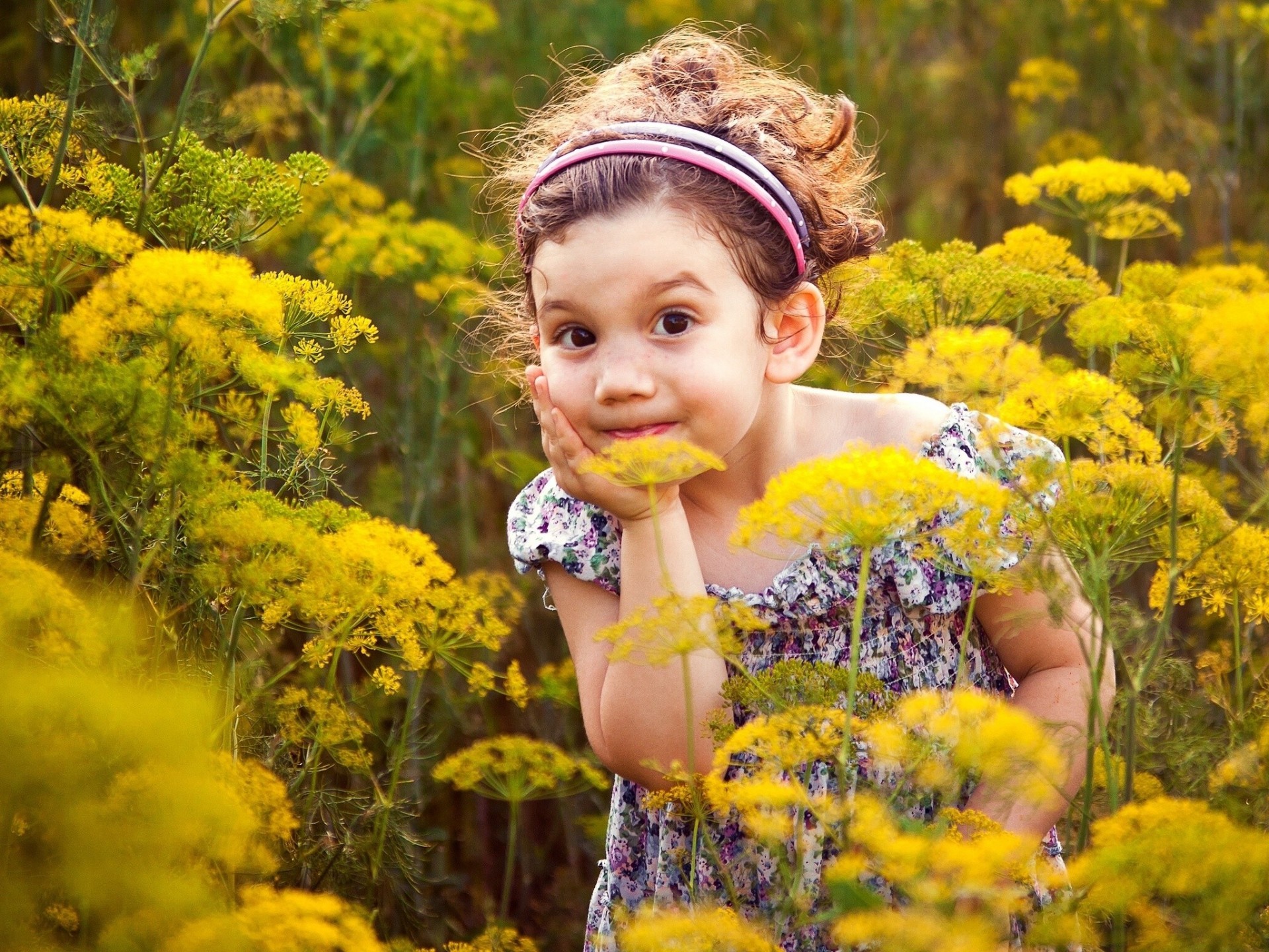 urprised mood girl meadow