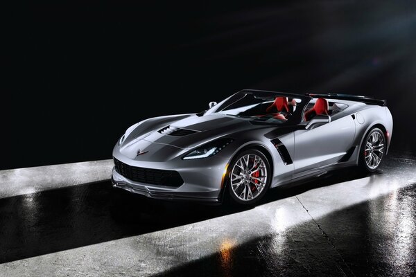 Chevrolet Corvette on a wet road