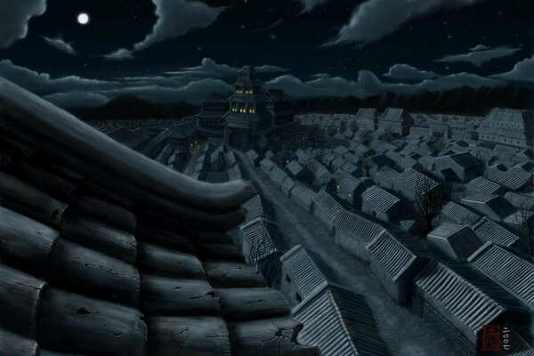 Night Japan top view