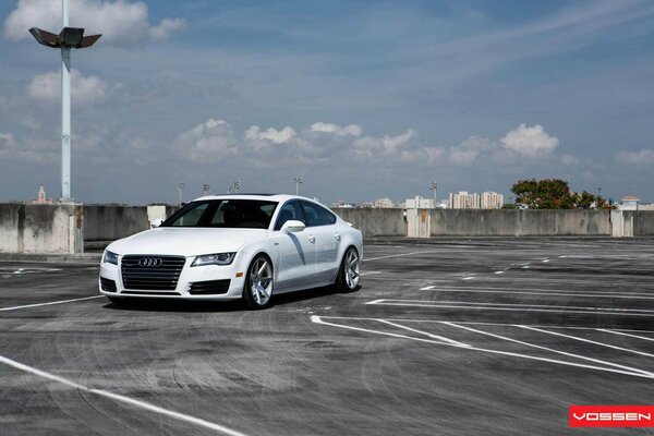 The car on the white landfill