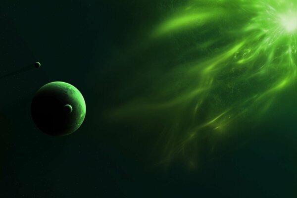 Green solar radiation in space