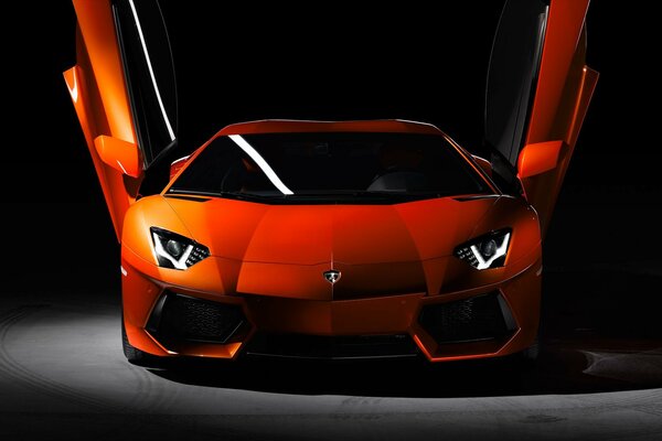 Lamborghini red with open doors up
